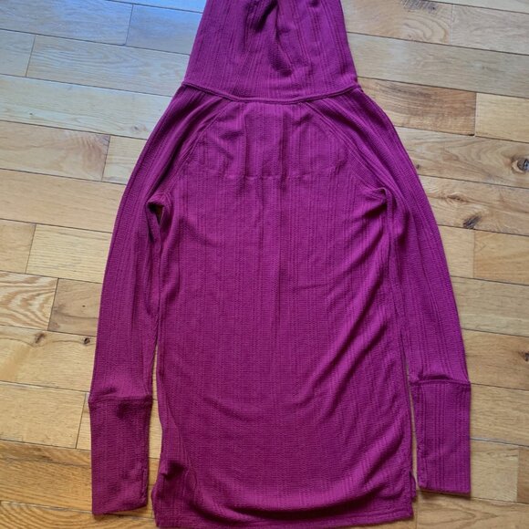 Burton Waffle Knit Hoodie Tunic Top – XS, Fuchsia Pink, Button Front - Picture 9 of 10